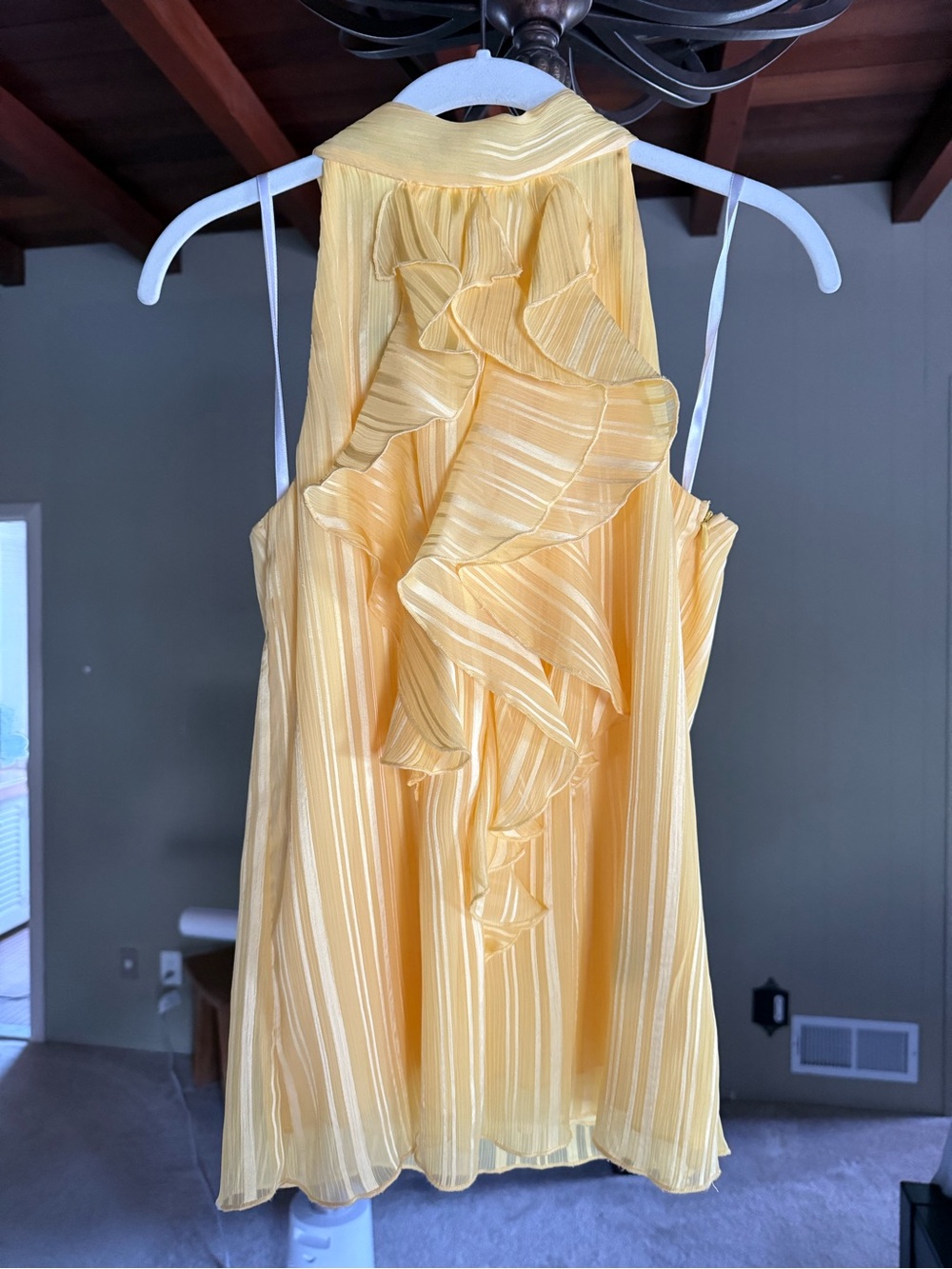 BCX Yellow Sleeveless Ruffle Blouse